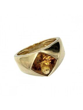 Chanel Ring 18k YG Gold Citrine Yellow